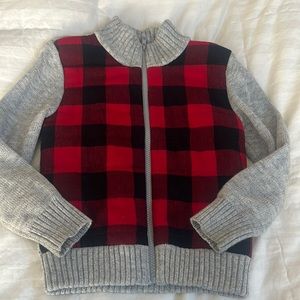 Buffalo check, gray sweater cardigan